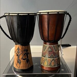 Handcrafted African Drums - Black and Brown